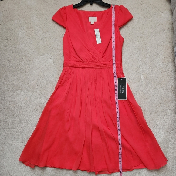 NWT J Crew Silk Chiffon Mirabelle Dress, strawberry red, size 4 - Picture 7 of 15